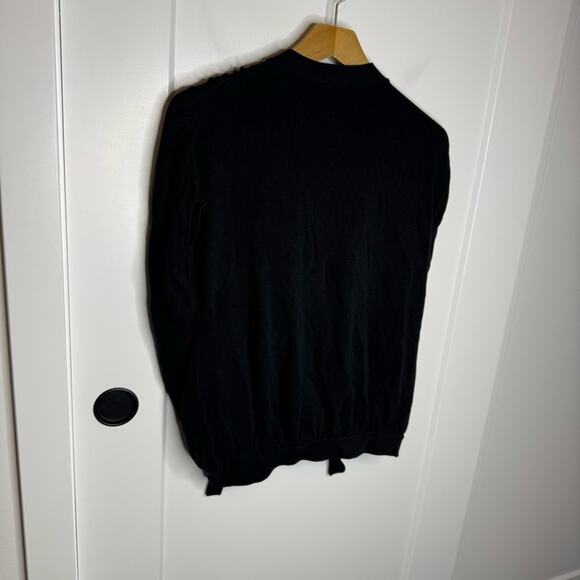 Anthropologie Rambuteau Black Knit Sleeveless Faux Wrap Tie Neck Sweater Large - Picture 6 of 6